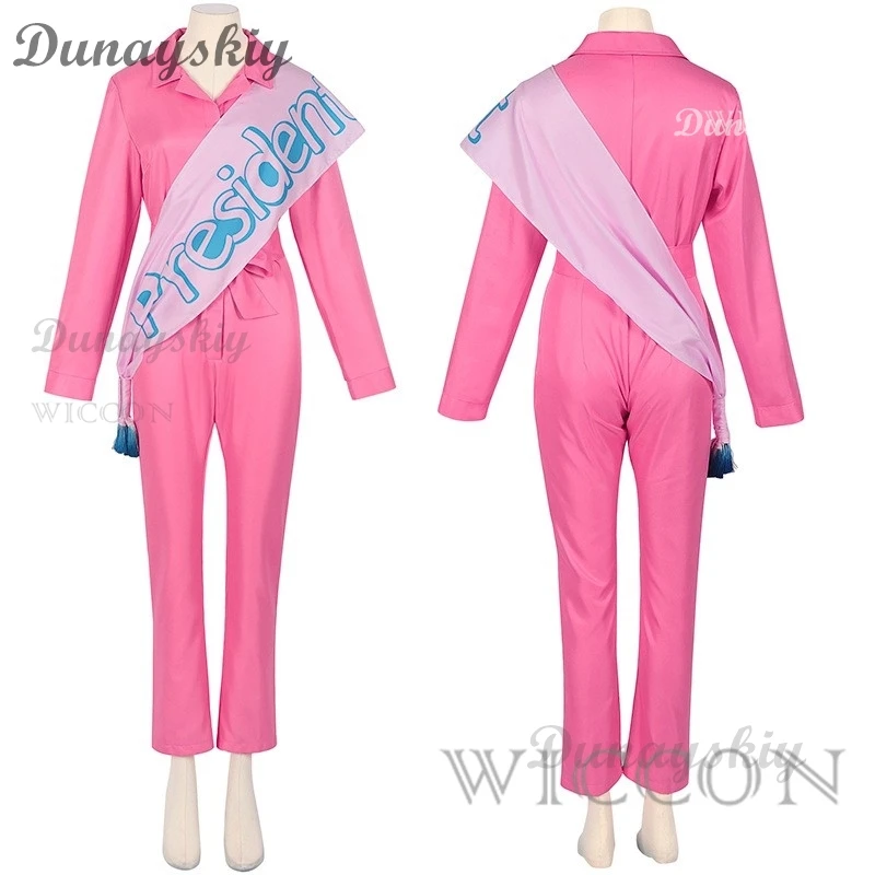 Margot Cosplay Costume Adult Barbier Pink Jumpsuits Suits Women Halloween Carnival Holiday Cosplay Party Costume