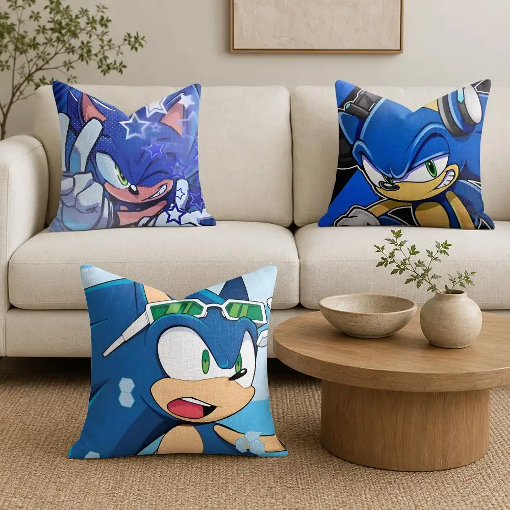 Game S-Sonic The Hedgehog Cushion Cover Organic Linen Square Pillow Case Durable Non-Allergenic And Kind To Skin