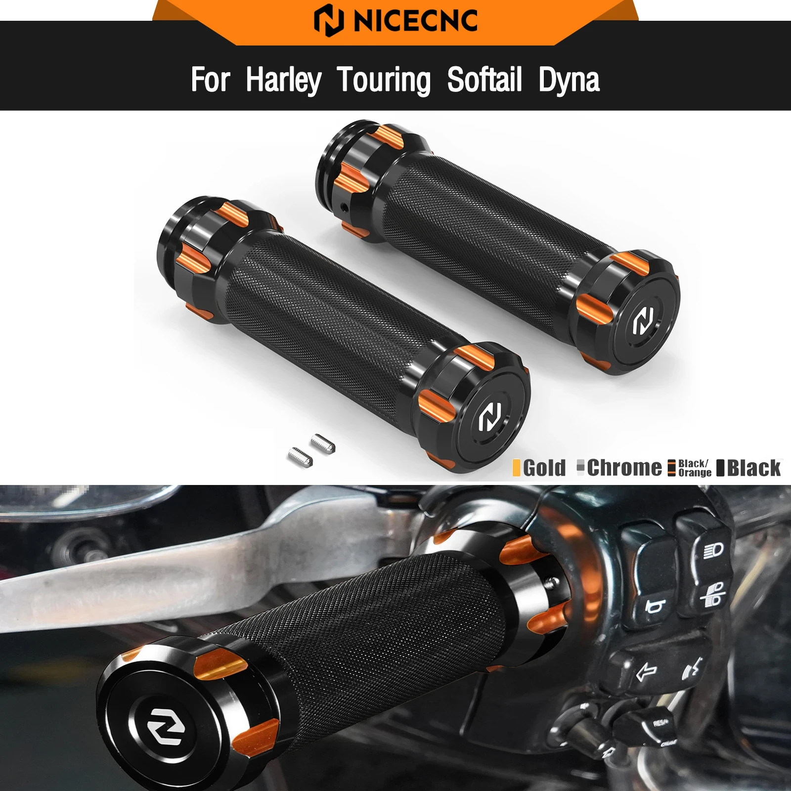 

For Harley Street Glide FLHX 2008-2023 Handlebar Hand Grips Road Glide FLTRX/Special FLTRXS 2015-2023 Road King FLHR 2008-2022