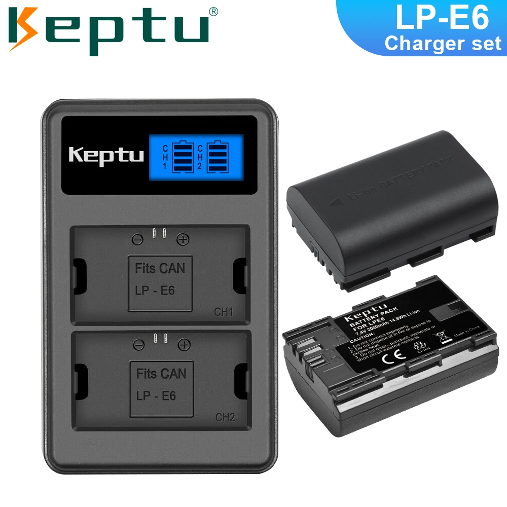 

KEPTU LP E6 Camera Battery For Canon Mark II 5D Mark III 6D 7D 70D 80D EOS 5DS R 5D Camera + LCD Charger