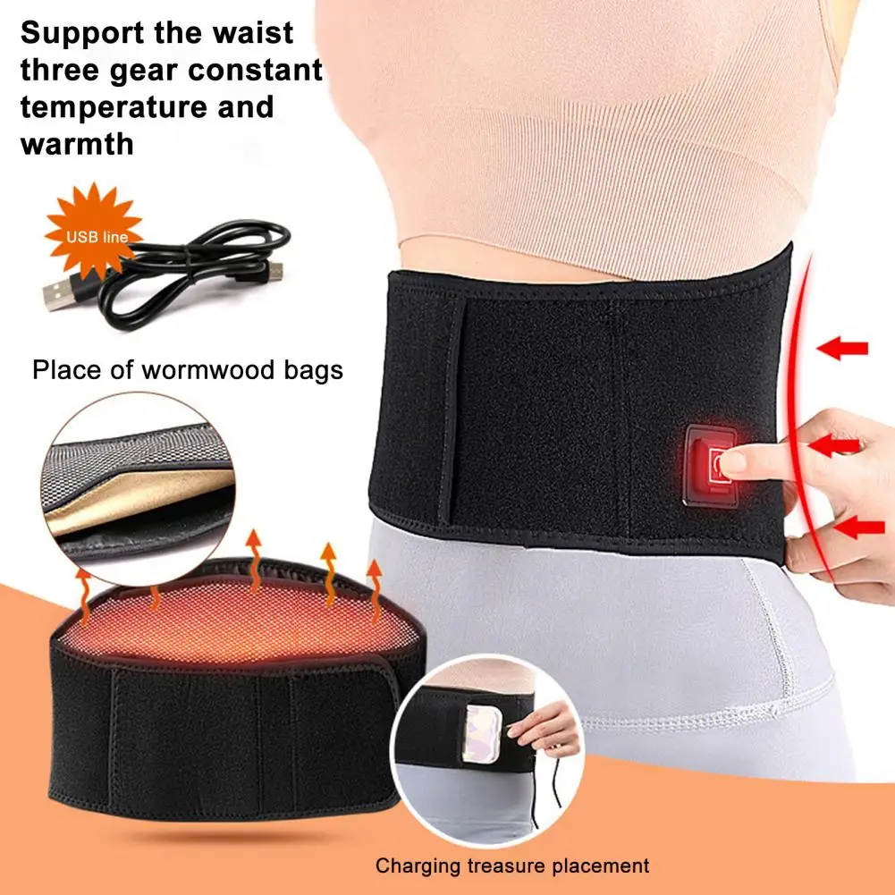 Electric Waist Vibration Massage Lumbar Back Belt Menstrual Heating Pad Period Cramp Massage Pain Relief Red Light Brace Support