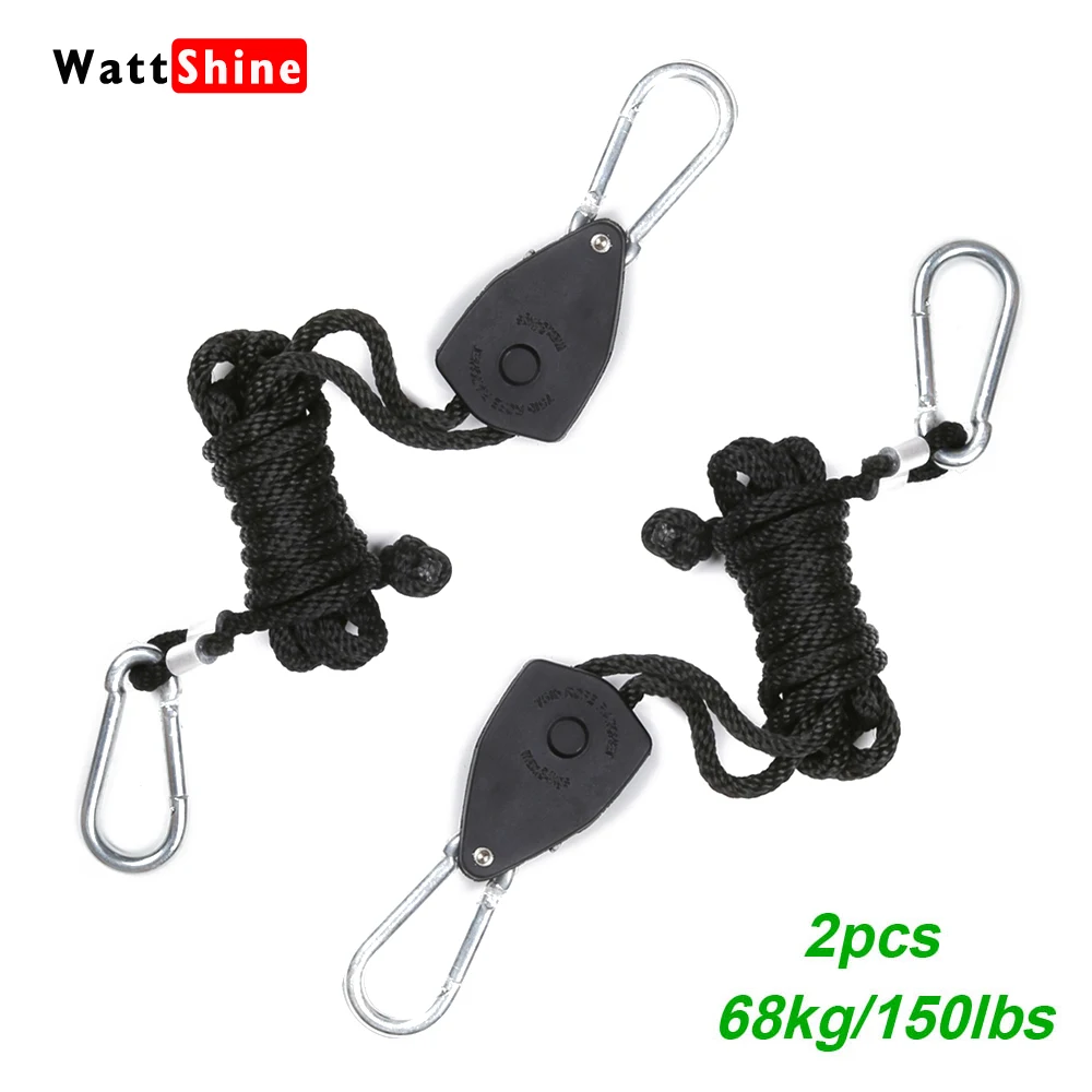 

2PCS Stainless Steel Rope Hanger Adjustable 1/8inch Lanyard Hanging For Indoor Grow Light Tent Kit Ratchet Lifters Pulley Hook