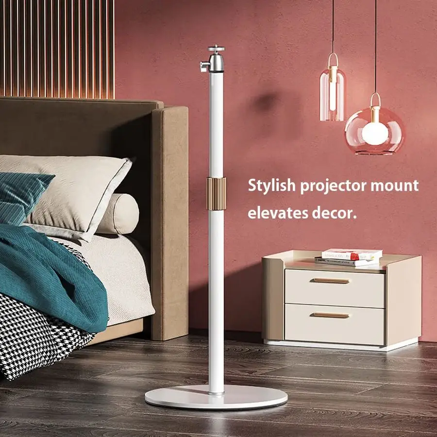 Suporte de projetor com base de metal estável, extensão flexível e ajuste de ângulo, gerenciamento de cabos, interface de 1/4 polegadas ideal para