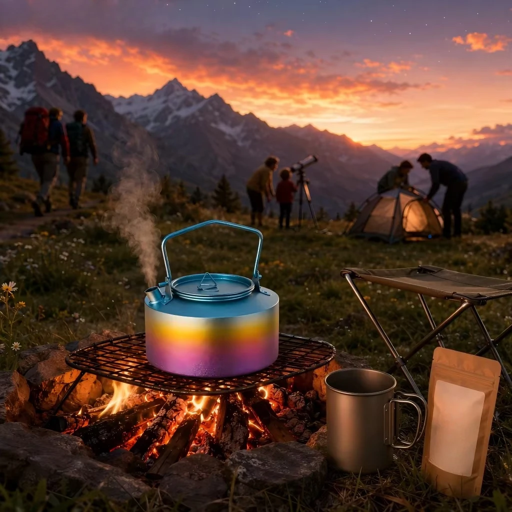 Ultralight 150g Pure Titanium Kettle 950ml Portable Water Boiler for Camping Backpacking Hiking