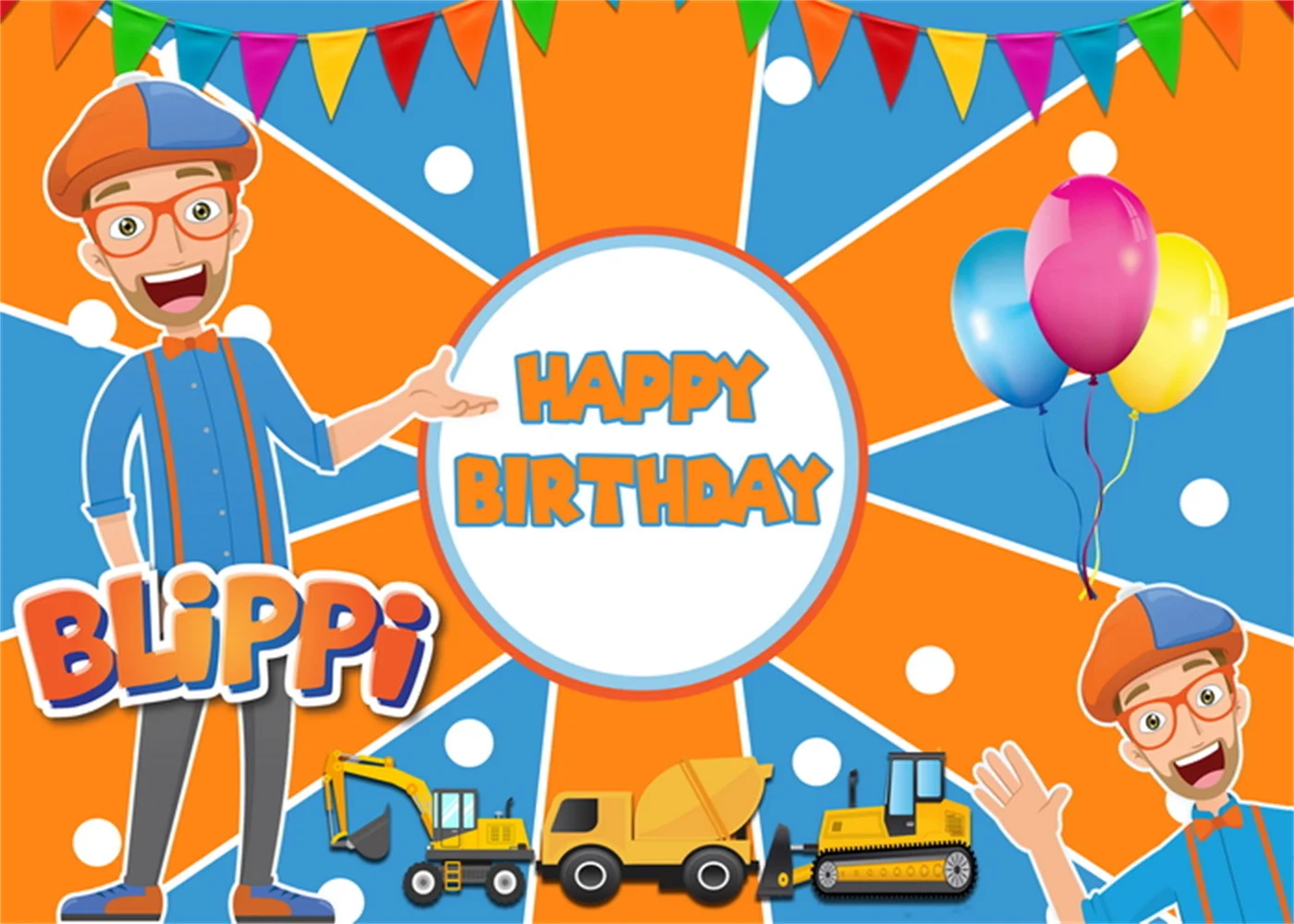 150x90CM Blippi Birthday Decoration All for Birthday Party Wall Backdrop Baby Shower Child Festive Supplies Home Photo Wall