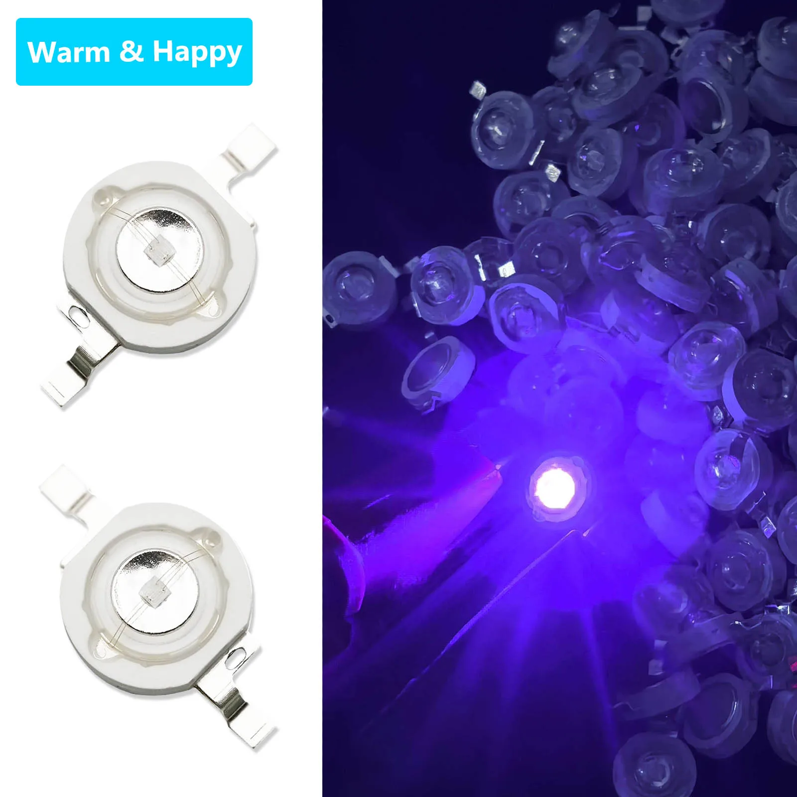 

UV LED Purple Light Bead 3W DC3-3.6V 395-405NM LED High Power Light Bead Light Source Currency Verification and Identification