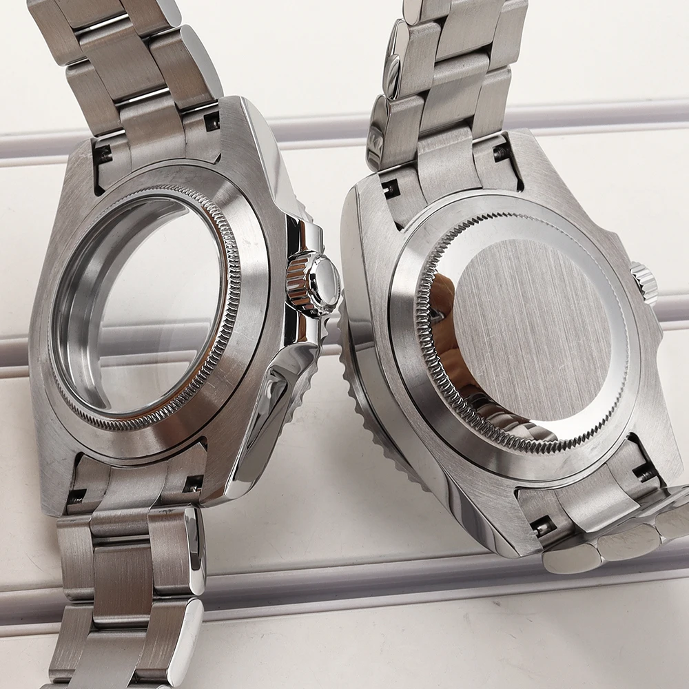 40mm NH35 Gehäuse Saphir für GMT SUB Yacht NH34 NH35 NH36 4R 7S Miyota8215 DG2813 ETA2824 Gebürstetes Oyster-Armband 2813 Uhrengehäuse – Detail 5