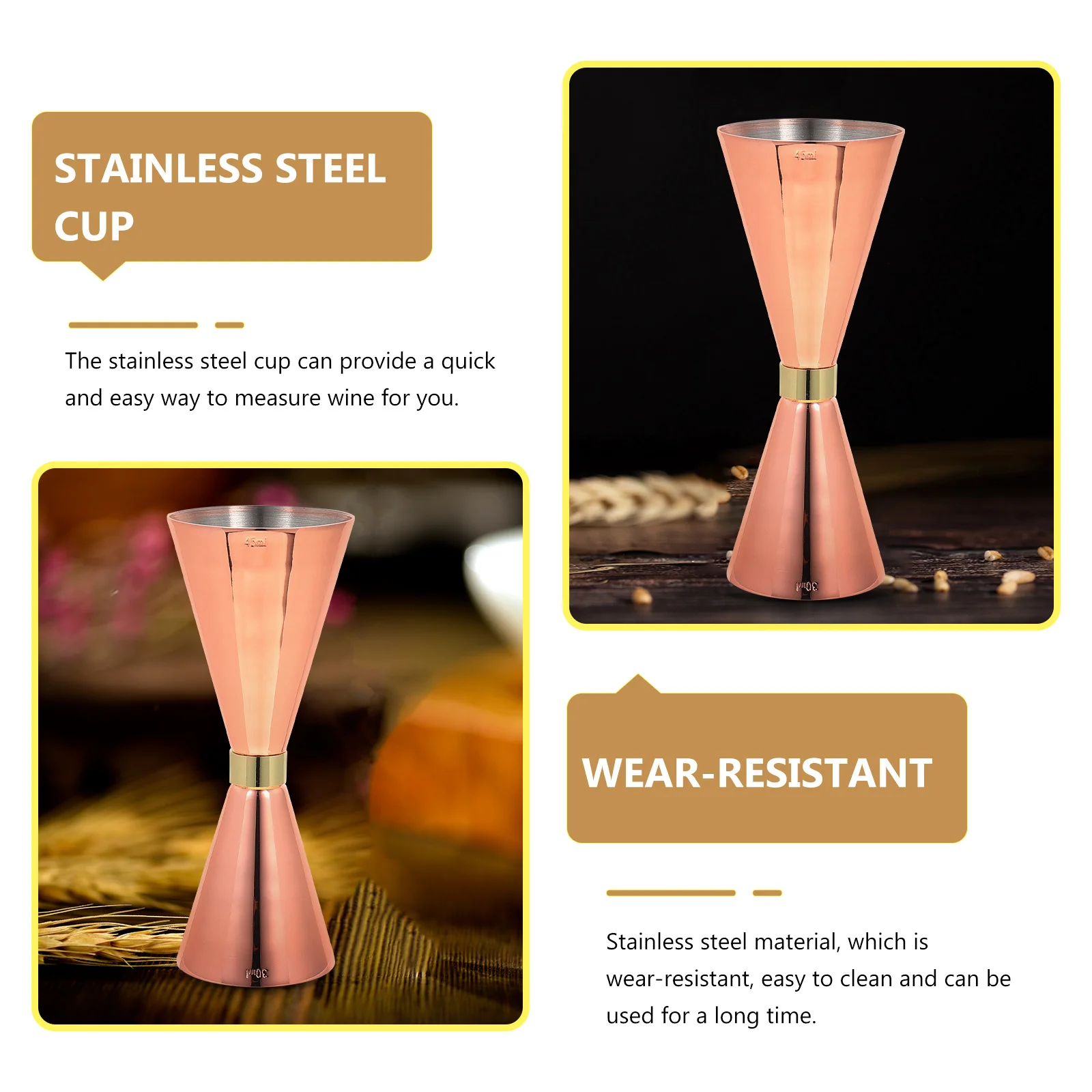 

Cocktail Jigger Stainless Steel Measuring Cup Professional Ounce Jigger for Bar Coffee Shop Bakery Double Head Bartending Tool