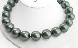 20mm 100% Tahitian black south sea shell pearl necklace AAA style Fine Noble real Natural free shipping