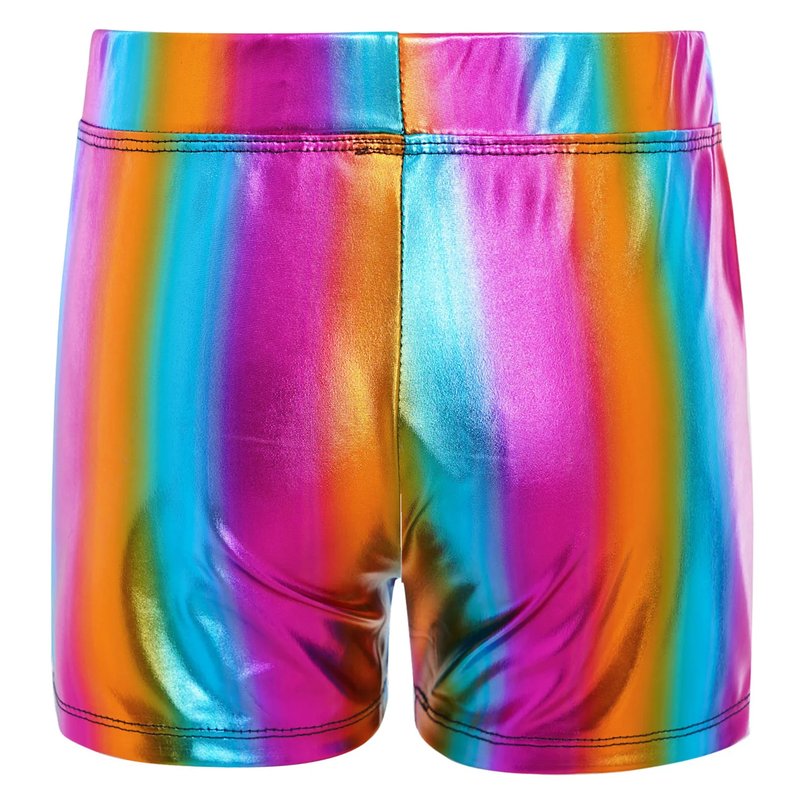 Pantaloncini boxer da bambina per bambini Pantaloni caldi in vita elastica lucida metallizzata per competizioni di spettacoli di danza discoteca jazz di balletto di scena
