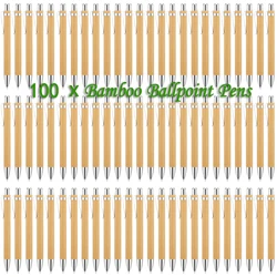 100Pcs Bamboo Wood Ballpoint Pen 1.0mm Bullet Tip Business Signature Ball Pen Office School Wrting Stationery HOT