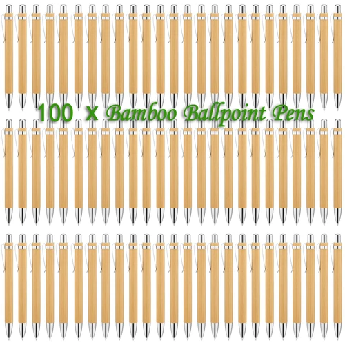 100 Uds bolígrafo de madera de bambú 1,0mm punta de bala firma de negocios bolígrafo Oficina escuela escritura papelería caliente