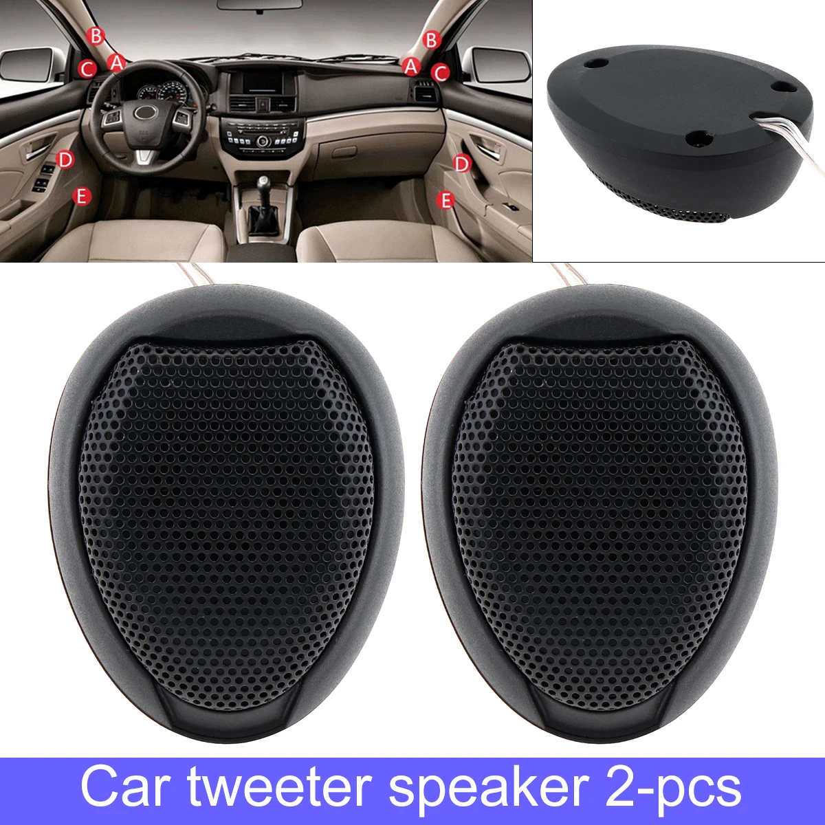 2pcs 1000W TW-106 Black High Efficiency Mini Dome Tweeter Speakers 18c Metal Stereo Loudspeaker for Car Audio Systems