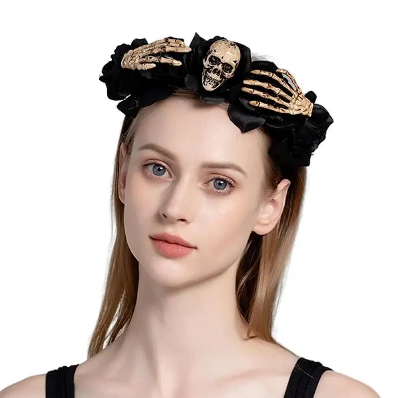 Halloween Hair Accessories Floral Skull Headband For Halloween Festive Headpiece Non Slip Comfortable Decorative Halloween