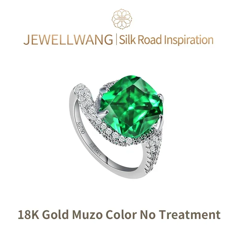 Silk Road Inspiration 18K Gold Lab Grown Emerald Rings|Diamond Surround Personaliz Custom Wedding Rings for women luxury Jewelry