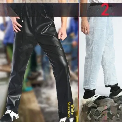 

Thiened Fce Lined Leather Pants Winter Warm Windproof Waterproof Wear Resistant Work Trousers ex Cycling Protection ...