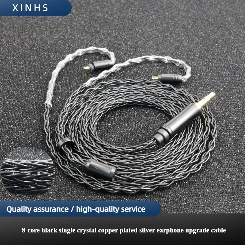 XINHS  8core single crystal copper plated silver earphone upgrade cable MMCX QDC TFZ 0.78 2PIN suitable for IEM HM20 Fudu