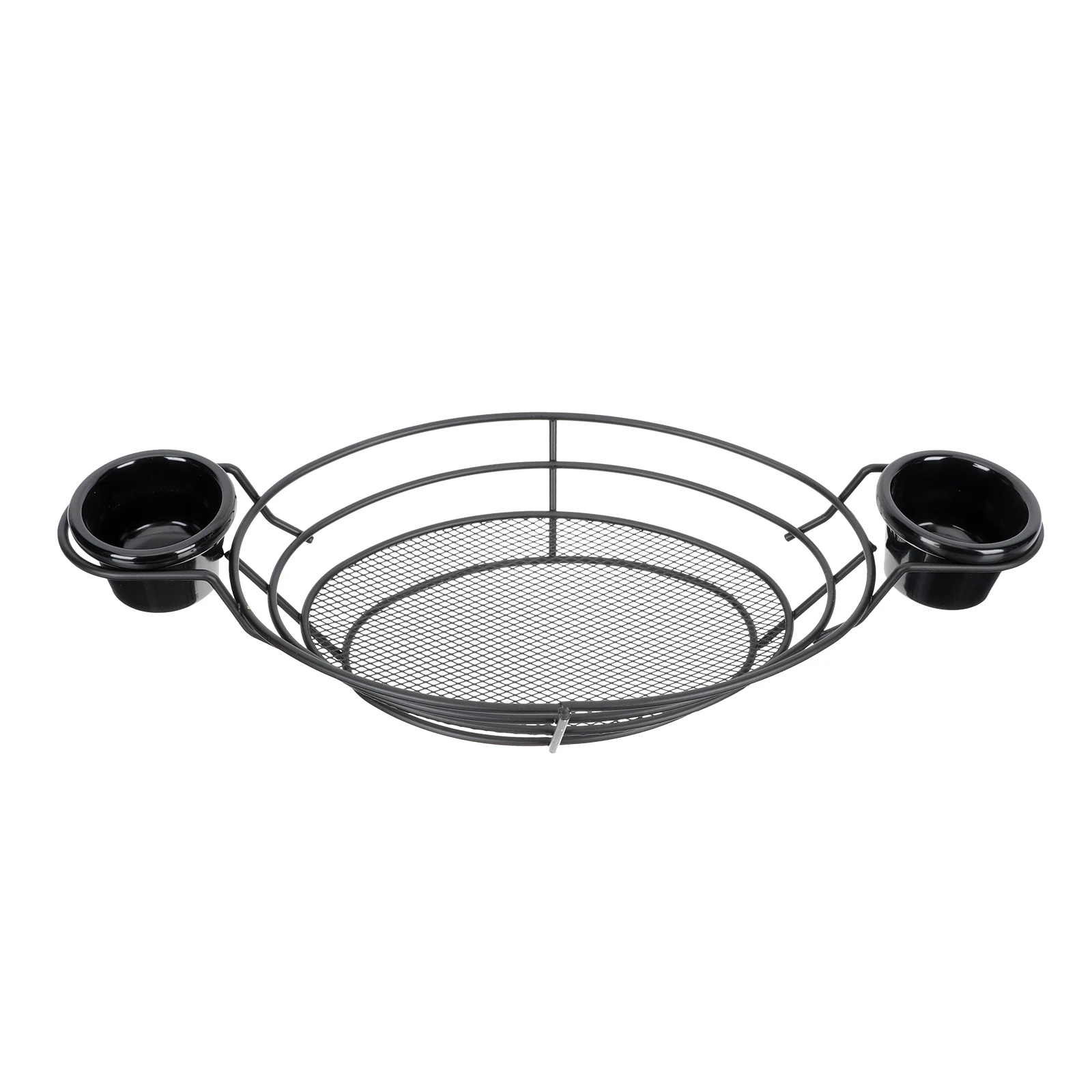 

Snack Basket Container Iron Material Round Wire French Fries Black Bread Storage Desktop Fruit Decorative Kitchen Home Accessory