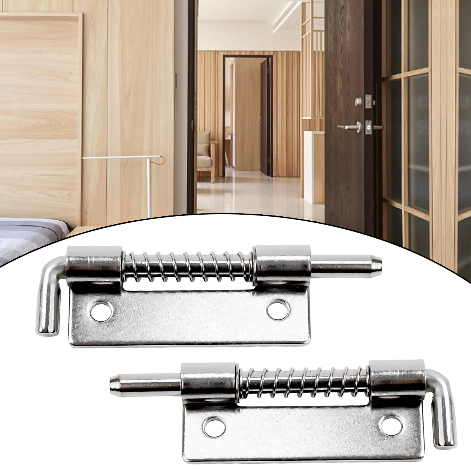 

2 шт. подпружиненный защелка из нержавеющей стали 304, серебряные петли для оконного шкафа, защитный дверной болт, защелка для бытовой фурнитуры