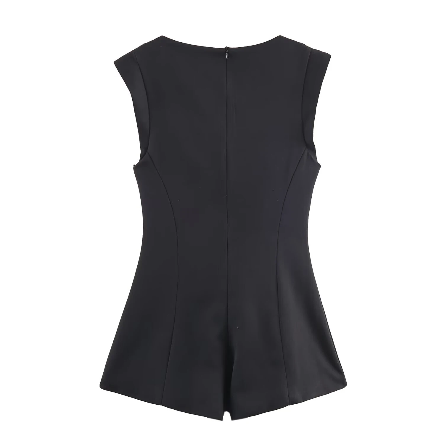 2025 winter new spicy girl style jewelry button decoration slim fit round neck short sleeved jumpsuit