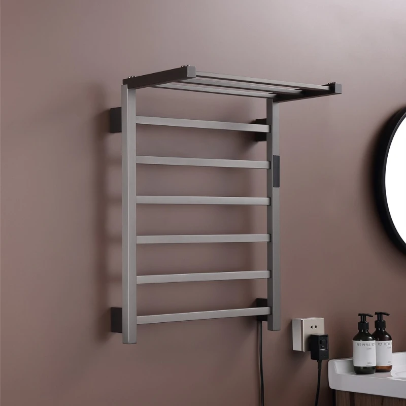 Wall Mounted Heated Towel Rail Stainless Steel Folding Electric Towels Heater Rust Proof Clothes Dryer Antibacterial Household