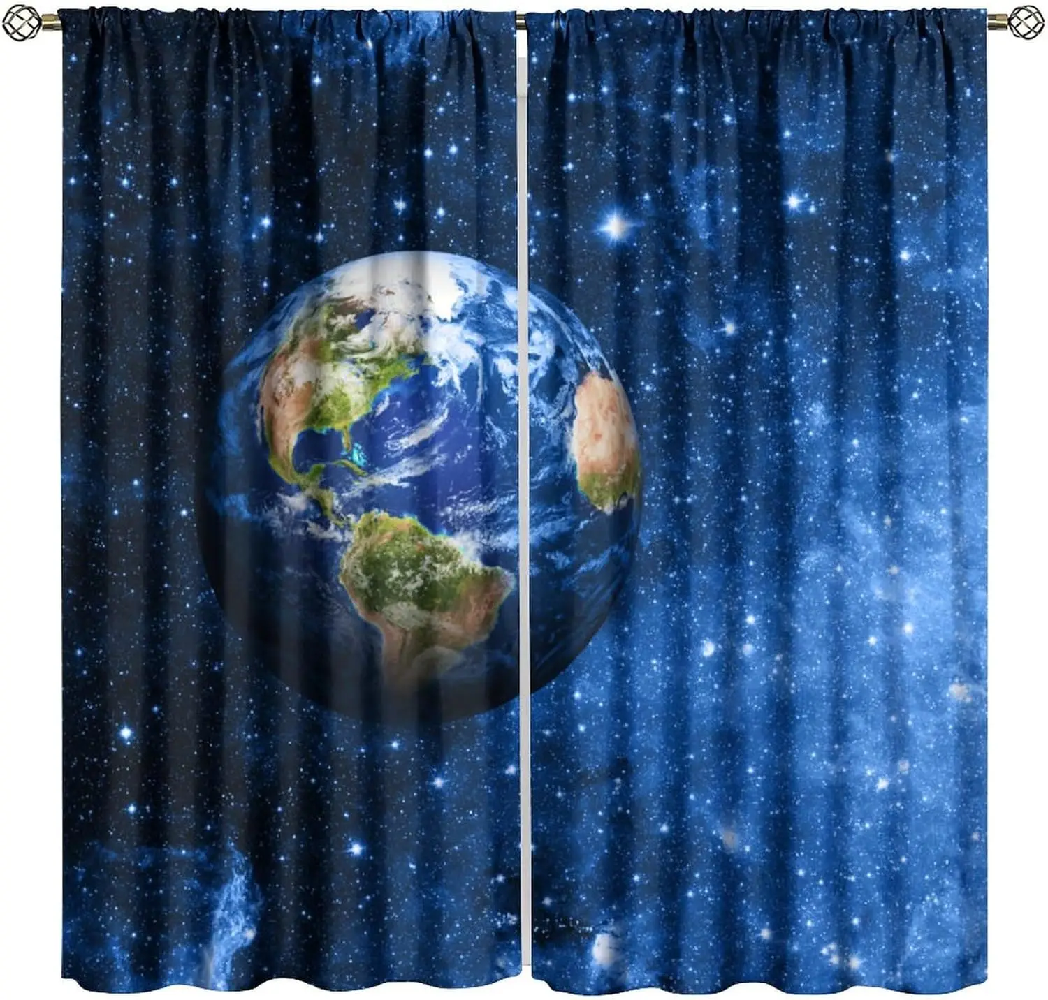 Solar System Curtains Outer Space Universe Galaxy Starry Sky Planet Earth Dark Blue Bedroom Living Room Bathroom Blackout