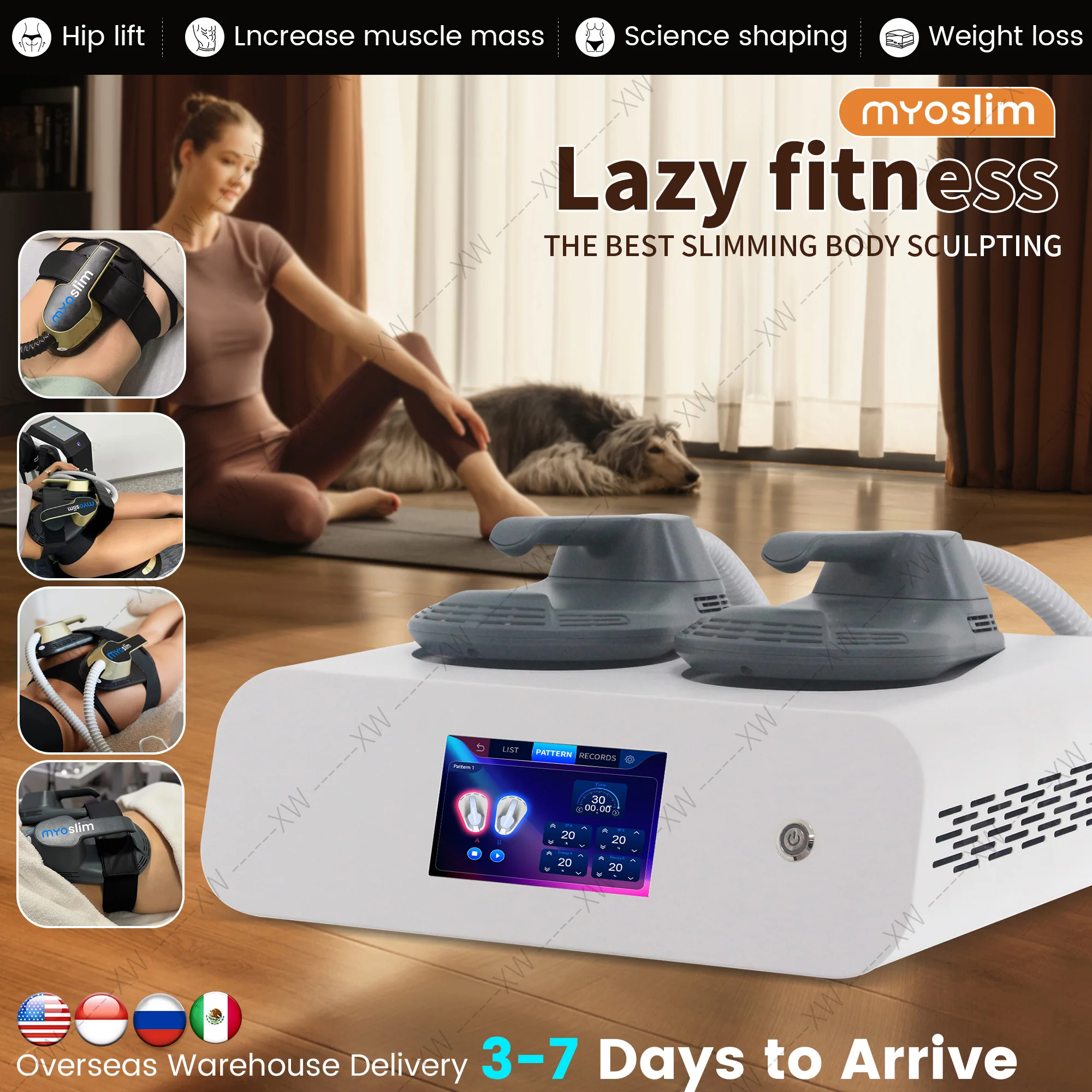 

6500W 15 Tes Myoslim Muscle Stimulator RF Body Sculpting Portable Slimming Weight Loss Electromagnetic Machine for Muscle Tone