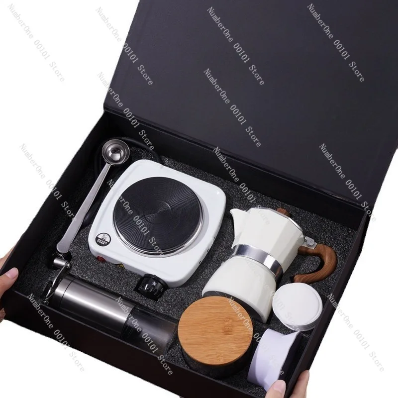Coffee Pot Set, Hand-Ground Coffee Machine, Portable Hand-Cranked Grinding Equipment for Fresh Coffee on the Go