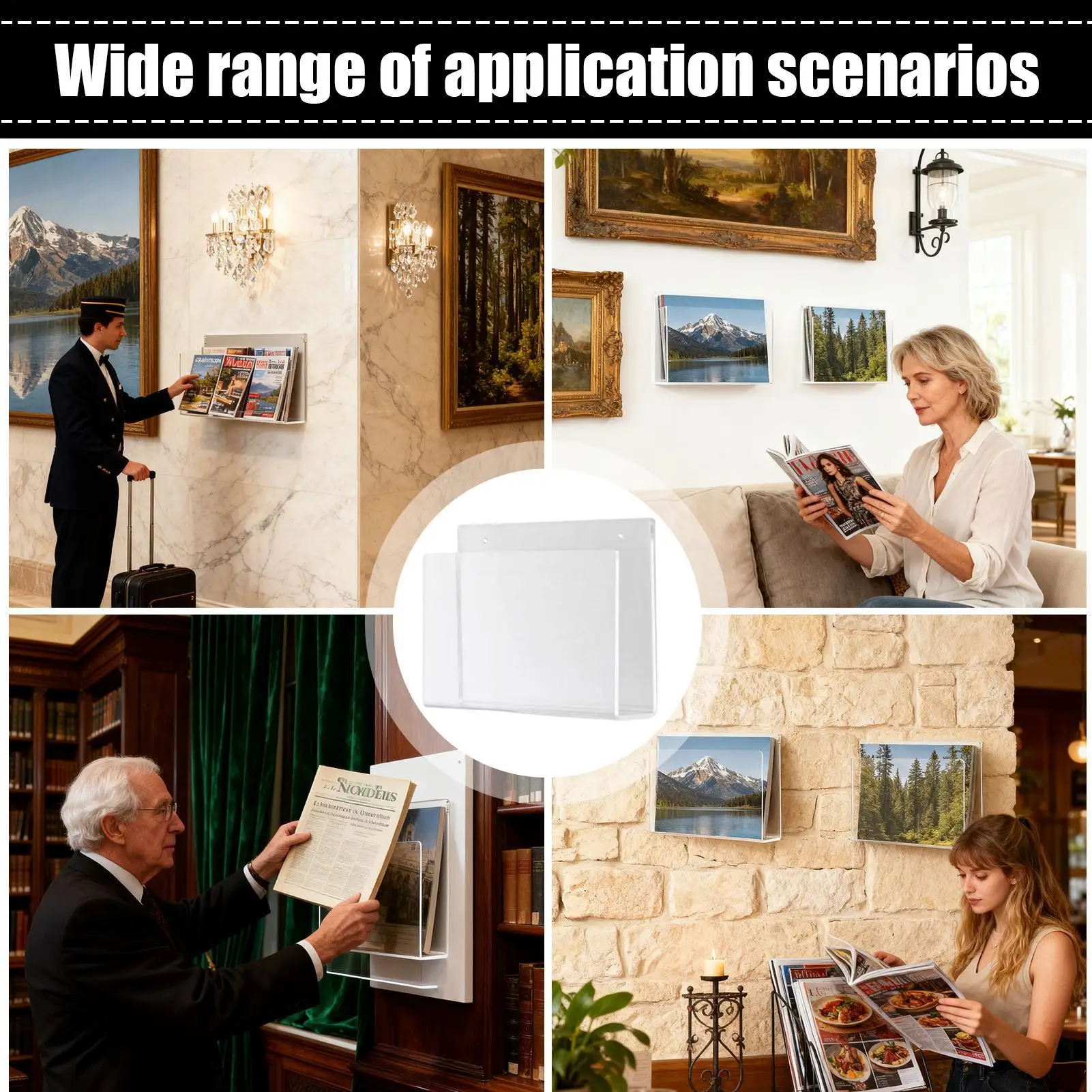 

Настенный держатель для файлов, прозрачный дисплей, органайзер для хранения, акриловый держатель для брошюр, настенное крепление для бумажной почты, писем, книг, документов