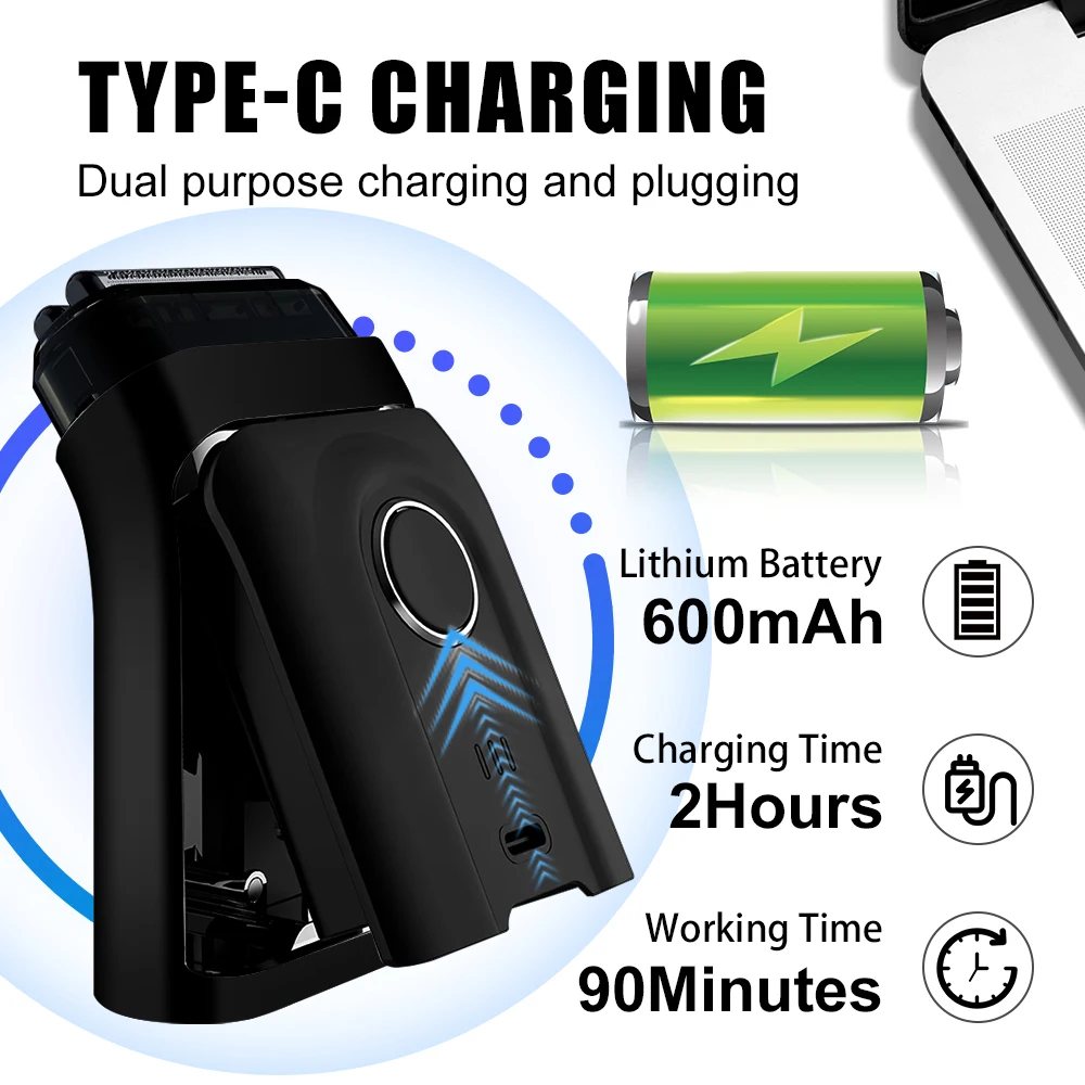 전기 면도기 수염 면도기 오리지널 미니 면도기 남성용 습식-건식 겸용 세척 가능 충전식 무선 면도기