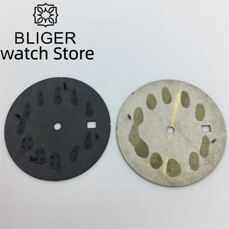 BLIGER 33mm wrist watch dial Date Window Black Blue Green Brown grey luminous dial with NH35 movement