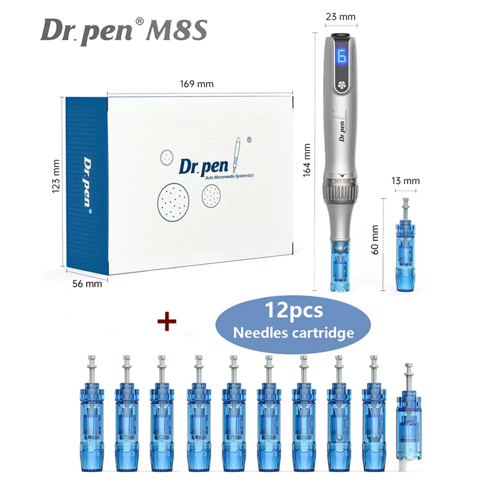 Dr. pen Ultima M8S bezprzewodowy profesjonalny dermapen z 12 igłami do terapii mikroigłami mikroigłowymi