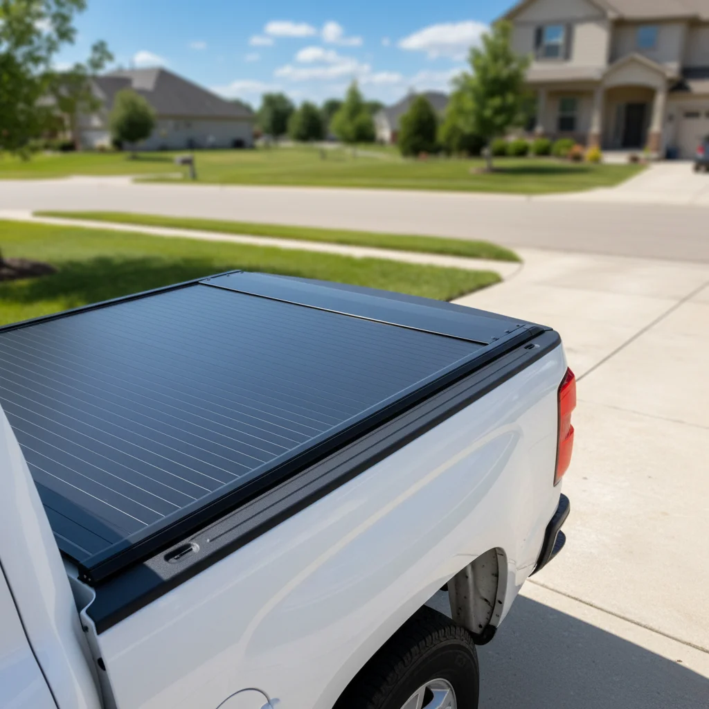 

Alloy Electric Tonneau Cover for Silverado/Ram Pickup Retractable Roller Shutter Locking Waterproof Function No-Drill