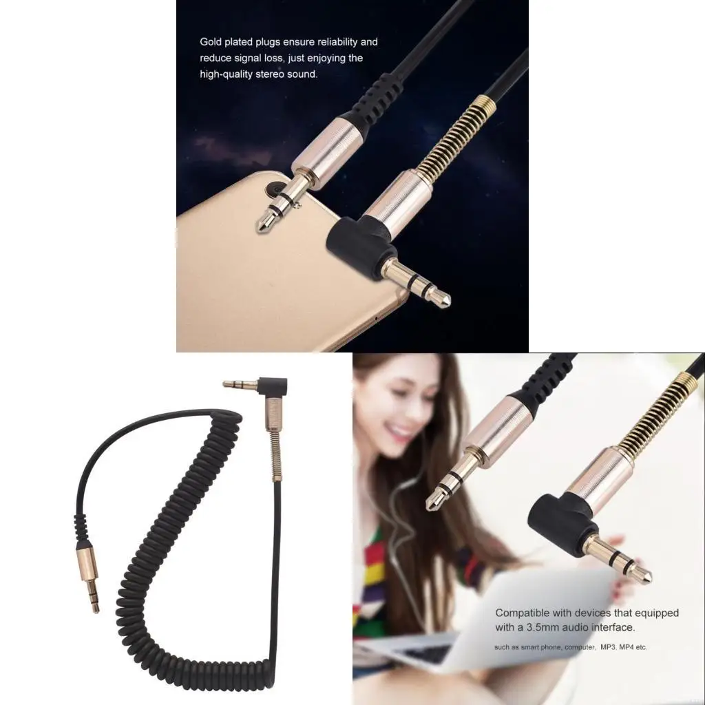 J78A 3.5mm Male to Male DIY Cable Stretchable Spring Cable 1.8m Long for Car Phone Headphone Speaker Accessories