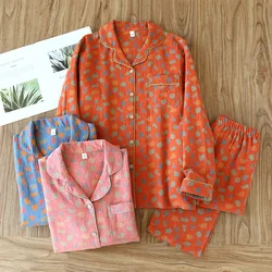 2024 New Spring and Autumn Pajama Set 100%Cotton Comfortable Long sleeved Two Piece Home Furnishings Large Size Home Furnishings