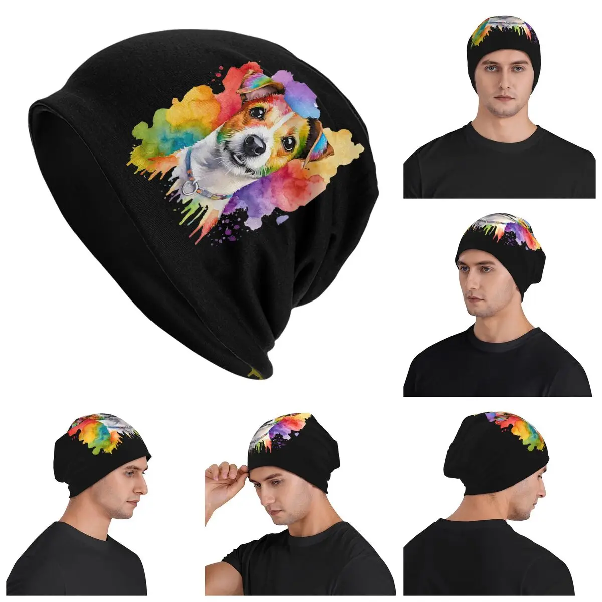

Jack Russell Terrier Watercolor Portrait Warm Knitted Cap Fashion Bonnet Hat Autumn Winter Outdoor Beanies Hats for Men Women