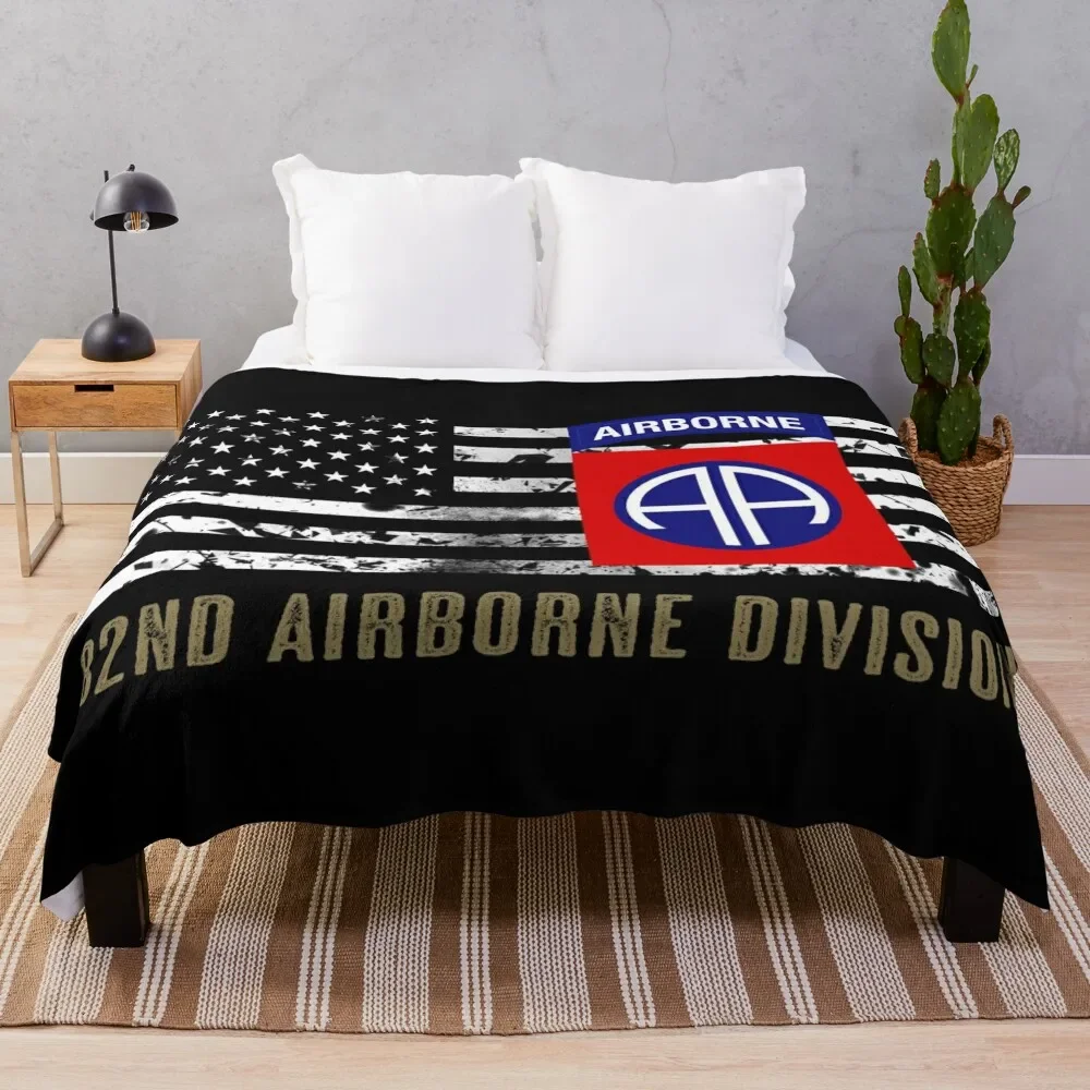 

82nd Airborne Division (Distressed Flag) Throw Blanket Cozy Light Blanket for Travel Camping Picnic