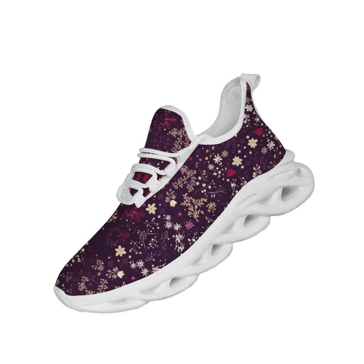 

New Christmas Style Round-toed Breathable Wear-cut Soft-sole Comfortable Lace-up Lightweight Large-sized Casual Sports Shoes