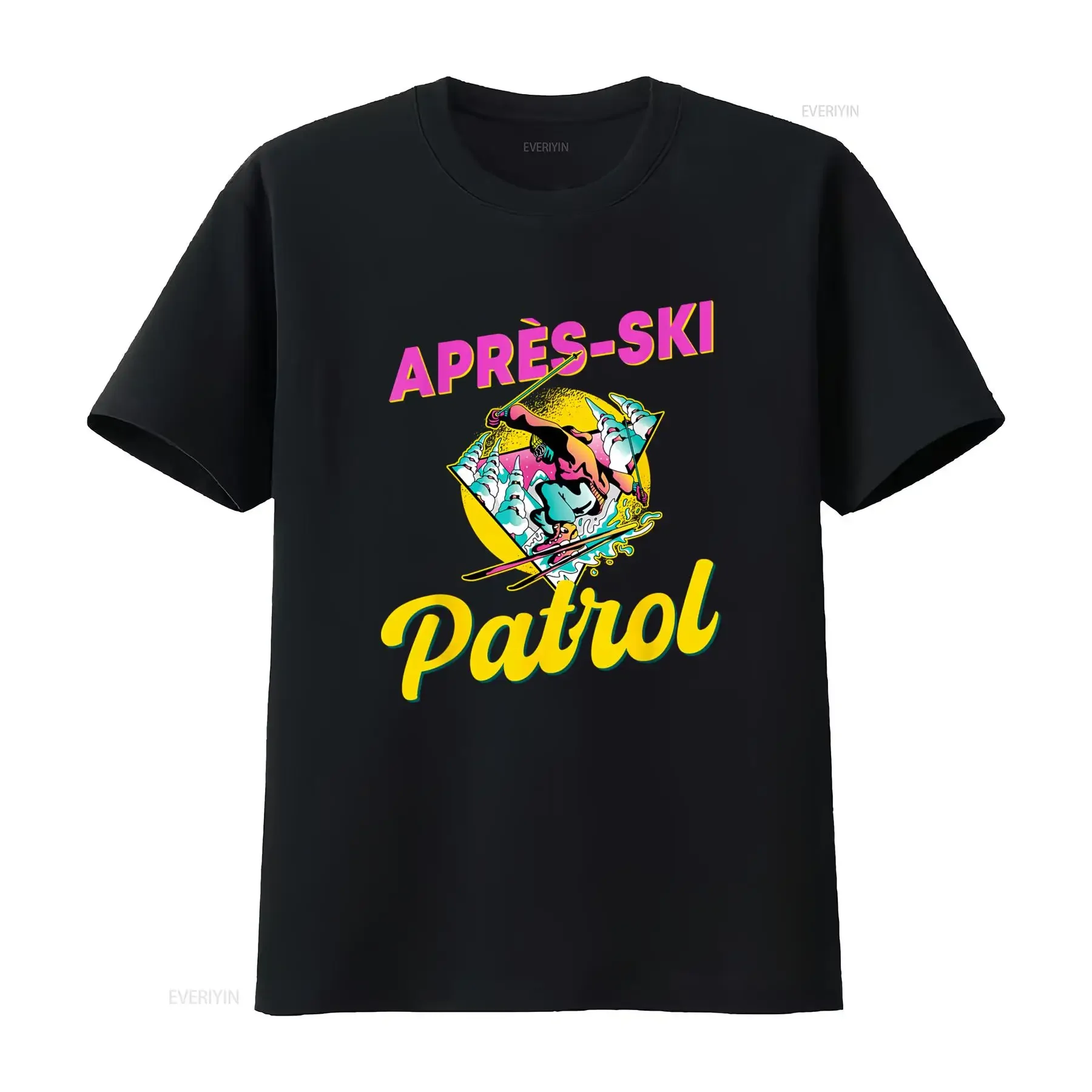80s Retro Apres Ski Patrol Design 90s Skiing T Shirt Long or s Available vintage Washed Slightly homme Casual Versatile Stylish