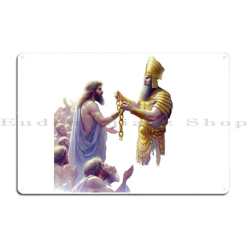 Daniel 5 29 King Belshazzar Presents A Golden Chain To Daniel Metal Plaque Poster Party Club Printing Poster Tin Sign Poster