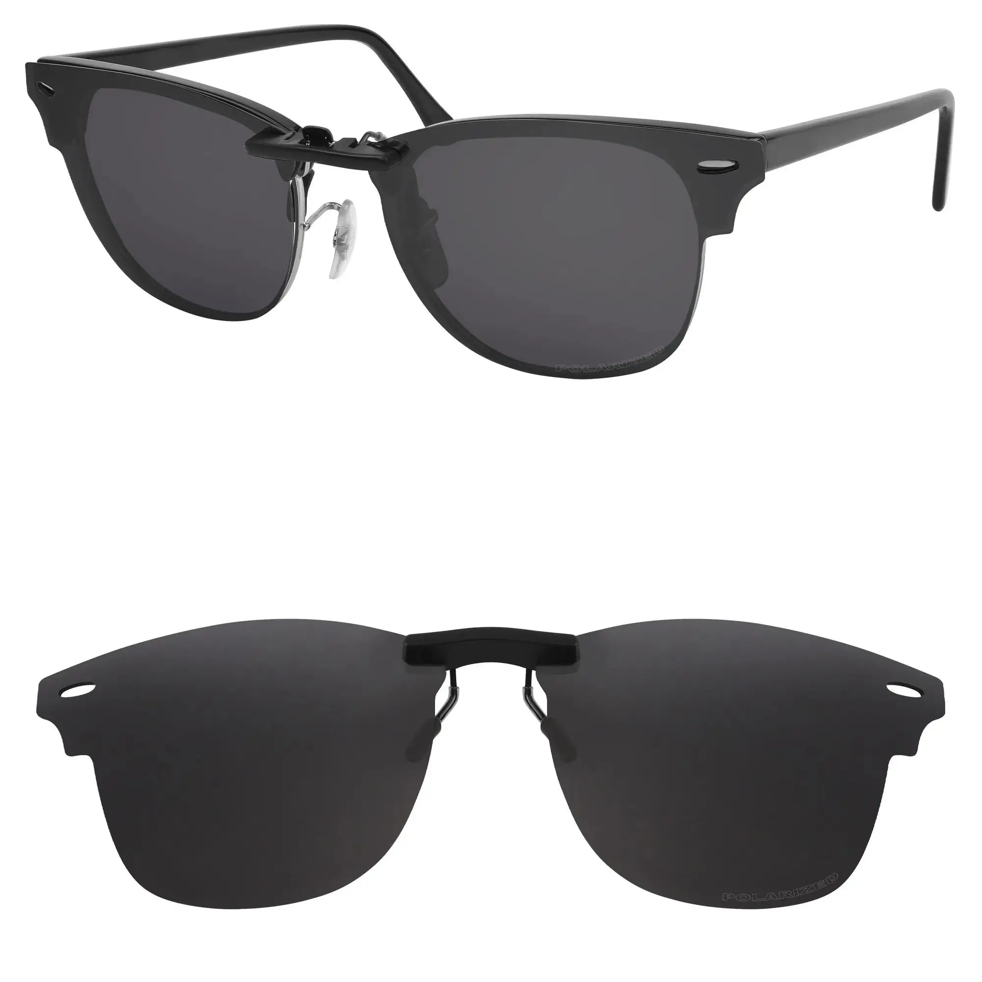 

Rarayvix Polarized Clip-on Sunglasses Lenses Compatible with Ray-Ban Clubmaster RB3016-51-21 UV Protection Sunglasses