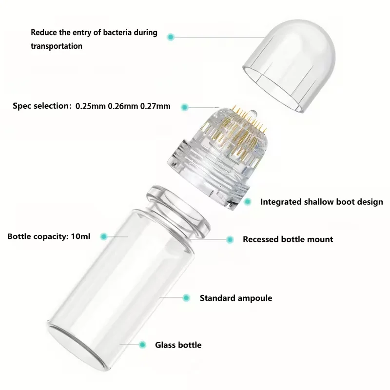 20Pin Goldene Nadel Titan Microneedling Stempel Pin Serum Applikator Hautpflege Therapie Wiederverwendbare Micro Nadel – Detail 1