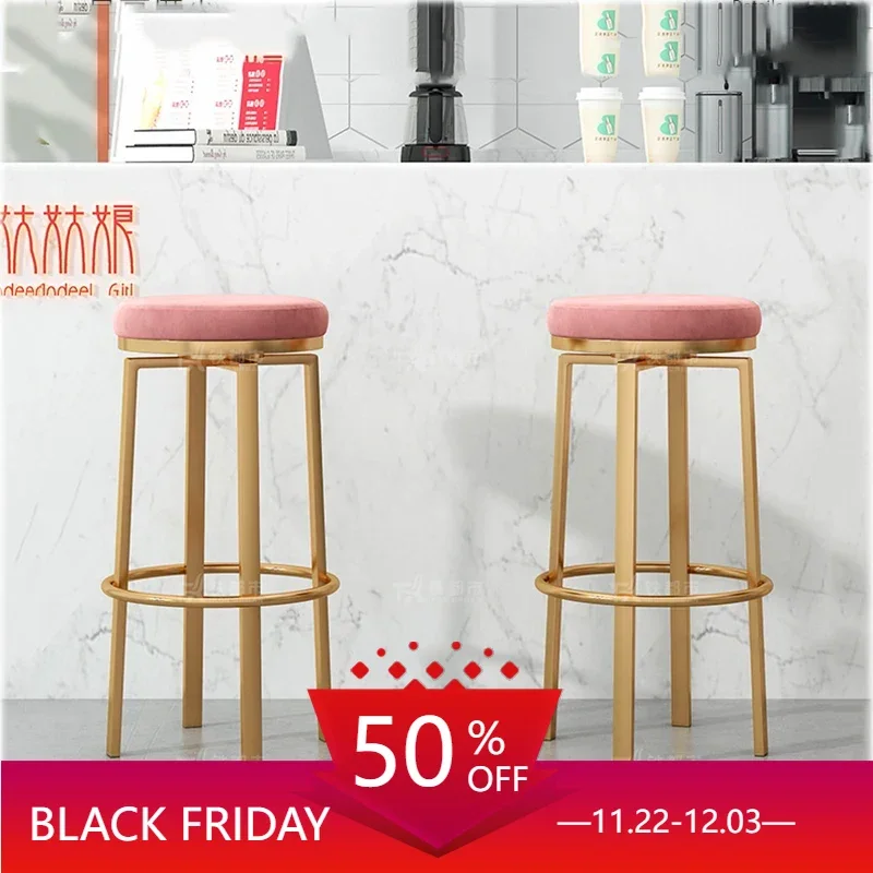 High Chair Counter  Nordique Swivel Stool Metal Fashion Sandalye Modern and Simple Light Luxury Flannel Foot Pads Bar Furniture