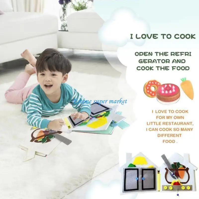 090B Cartoon Learning Book for Baby Felt Quiet Books Early Learning Development Activity Book Interactive Baby Fabric Book