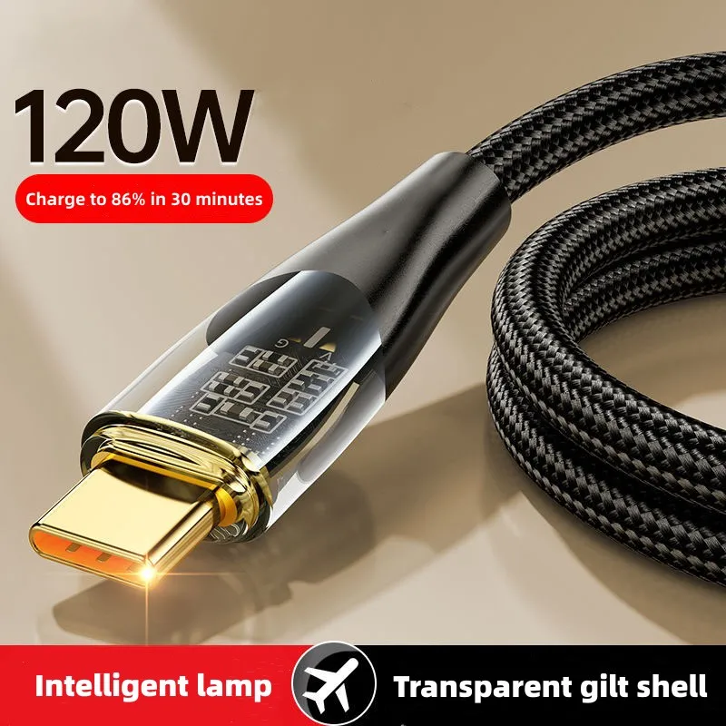 120W USB Type C Super Fast Charge Cable Mobile Phone Charger Wire USB To Type C Data Cord For Xiaomi Huawei Samsung 1M/1.5M/2M