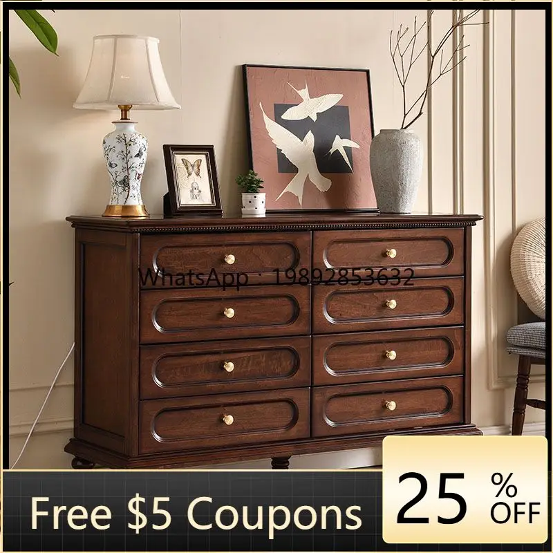 

LYY Vintage Style Eight-Drawer Five-Drawer Cabinet Solid Wood Storage Bedroom Organizer Living Room Wall-Mounted Drawer