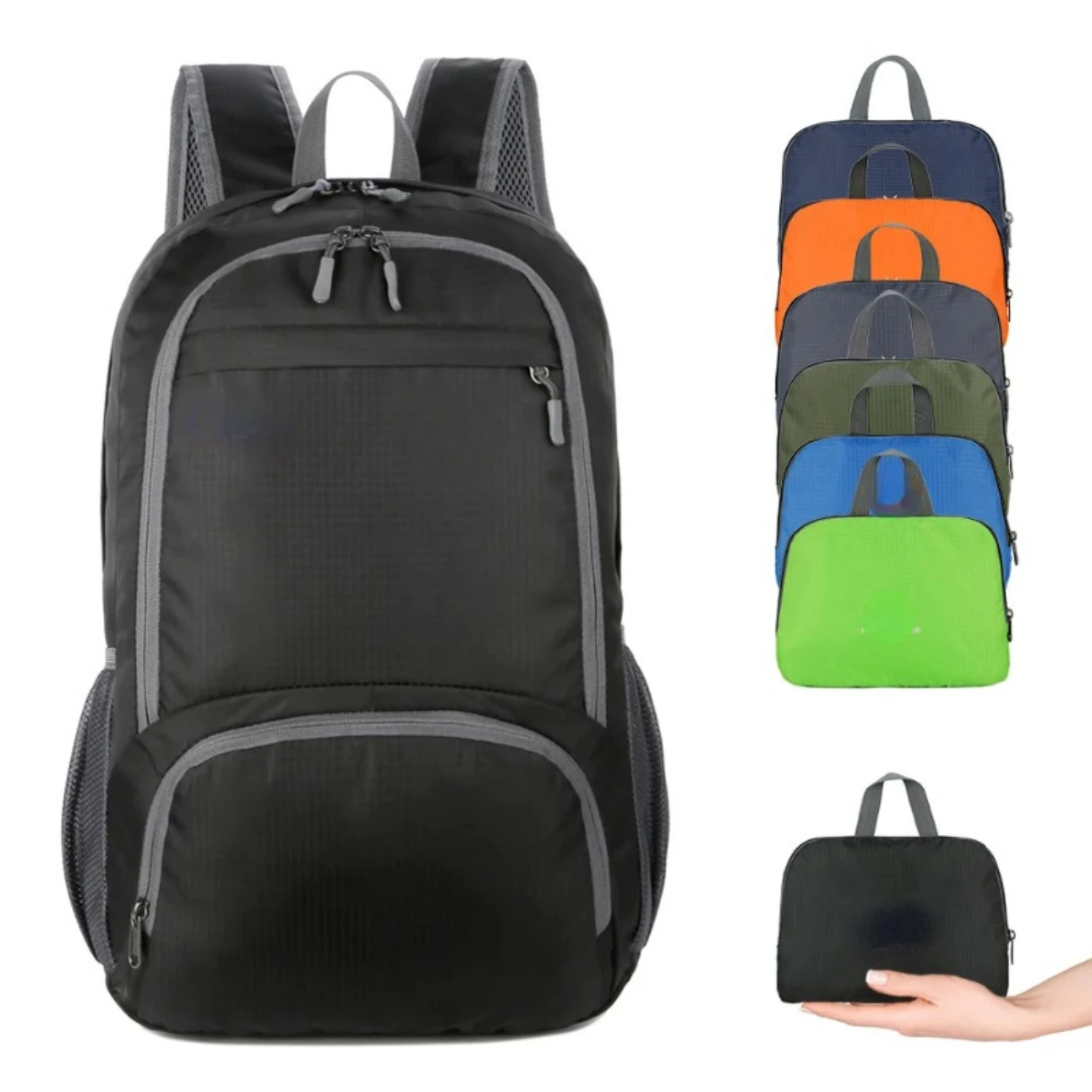 2 pçs impermeável leve dobrável caminhadas mochila conjunto de bolsa para homens e mulheres, saco de acampamento ao ar livre embalável