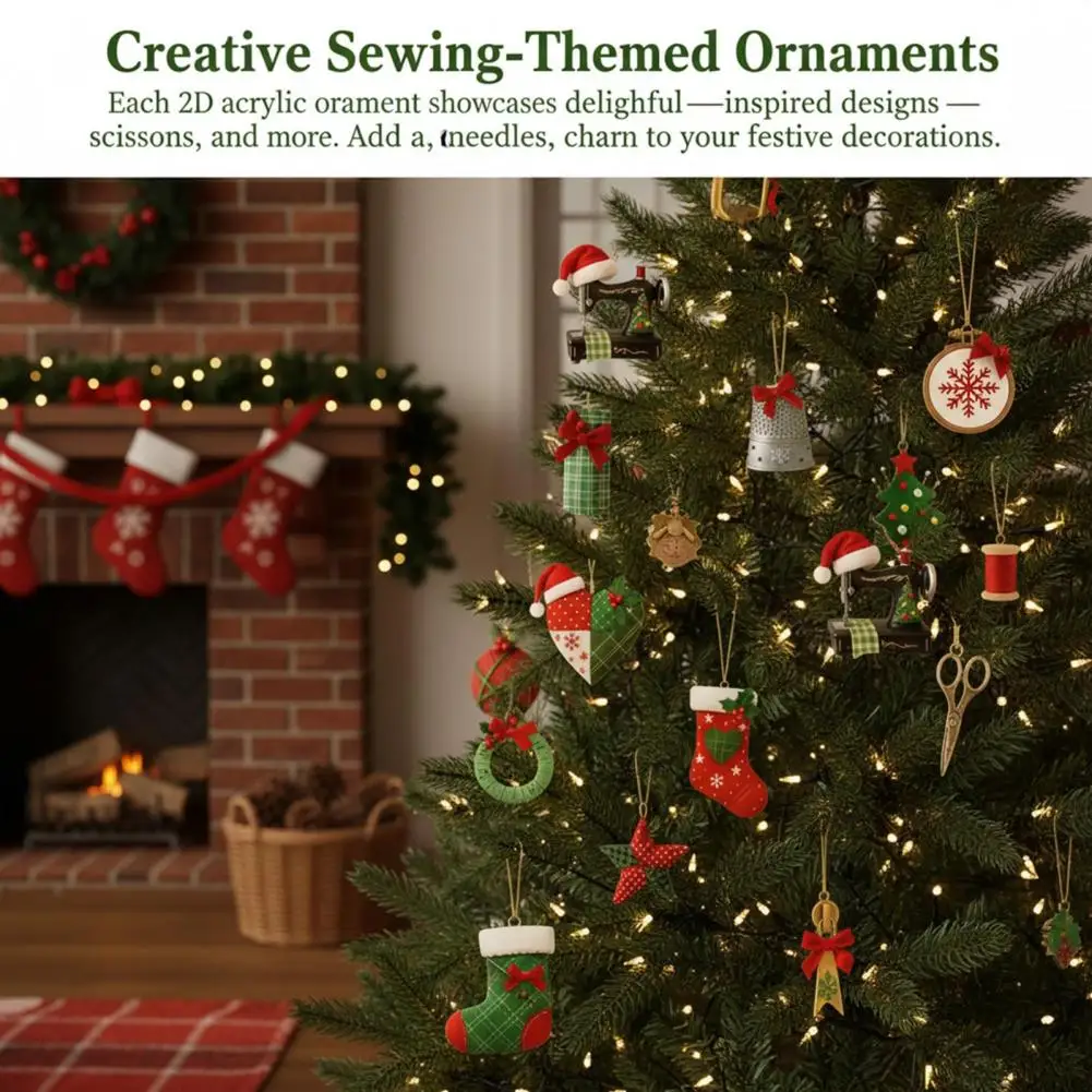 Sewing Ornaments 2025 Sewing Advent Calendar Craft Kit 24-day Christmas Countdown Gift Box with Buttons Threads for Sewists