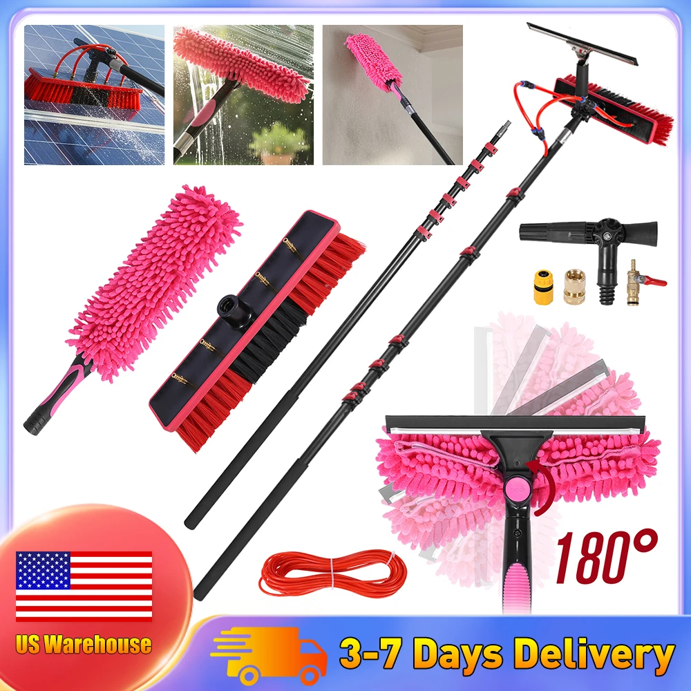 

Набор щеток для мытья окон с подачей воды, телескопическая штанга, легкая алюминиевая щетка для очистки солнечных панелей