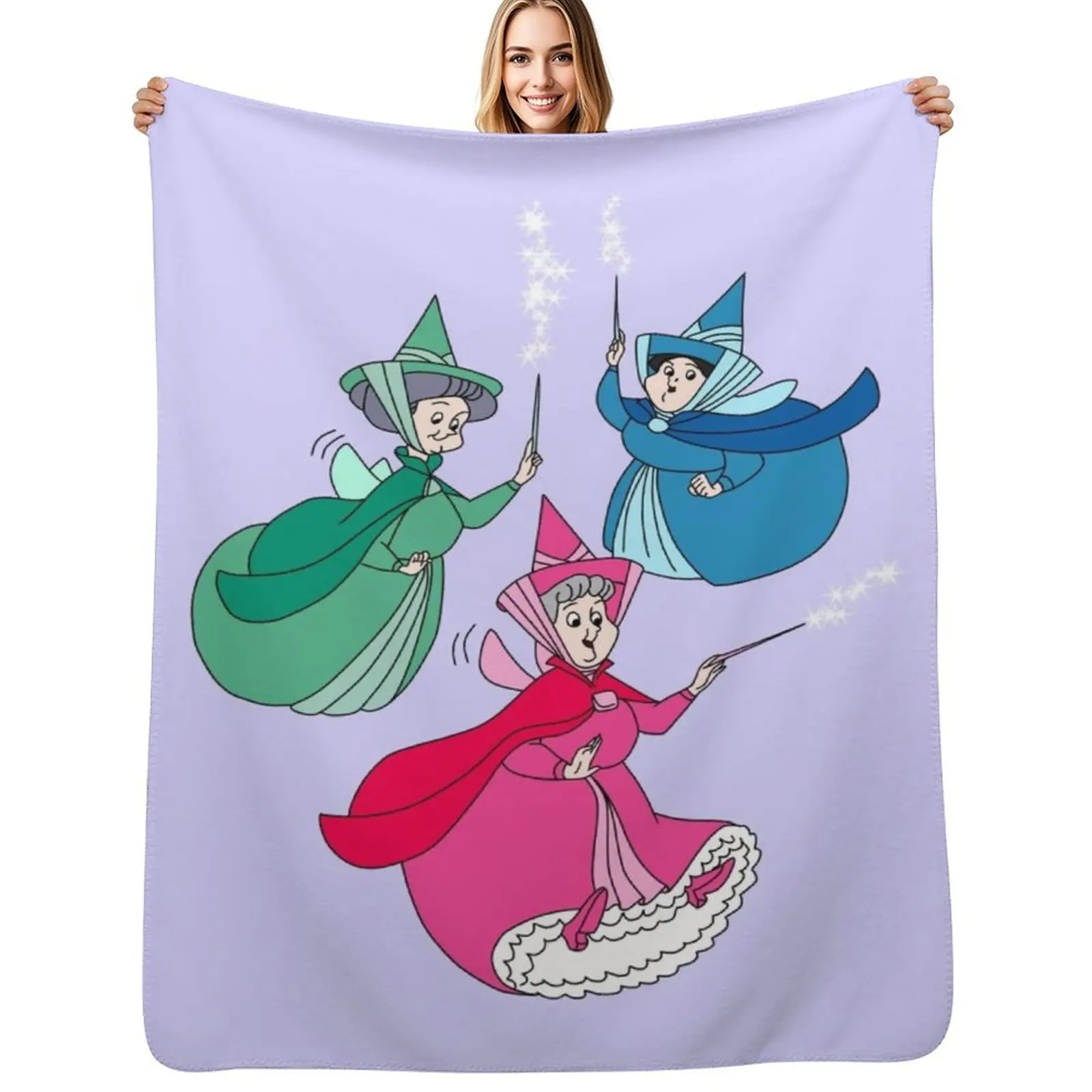 Fairy Godmothers Throw Blanket bed plaid Travel Thermal cosplay anime Flannel Vintage Blankets